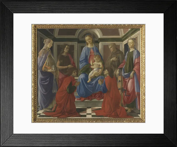Framed Print : Madonna and Child Enthroned with Saints Mary Magdalene, John the Baptist, Cosmas and Damian, Francis of Assisi and Catherine of Alexandria (St) Framed Print : Madonna and Child Enthroned with Saints Mary Magdalene, John the Baptist, Cosmas and Damian, Francis of Assisi and Catherine of Alexandria (St)