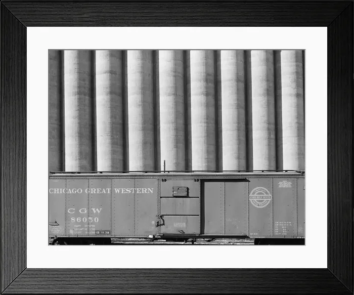 Framed Print : Freight car and grain elevators at Omaha, Nebraska. 1938 Framed Print : Freight car and grain elevators at Omaha, Nebraska. 1938