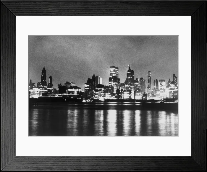 Framed Print : New York City skyline, after blackout of November 9-10, 1965 when the power was restored Framed Print : New York City skyline, after blackout of November 9-10, 1965 when the power was restored
