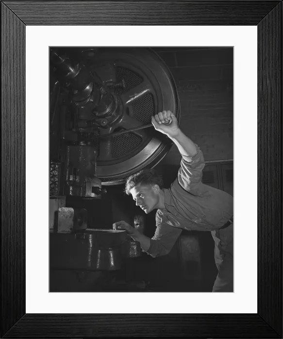 Framed Print : Young man training for war work at a high school in Knoxville, Tennessee