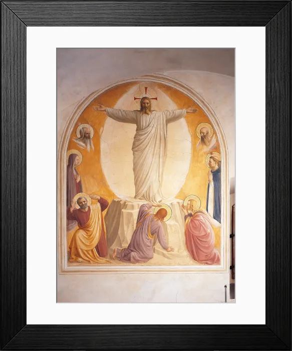 Framed Print : The Transfiguration, by Guido di Pietro (Piero) known as Beato Angelico, 1438 - 1446 about, 15th Century, fresco, cm 194 x 166 - Italy, Tuscany, Florence, San Marco Convent