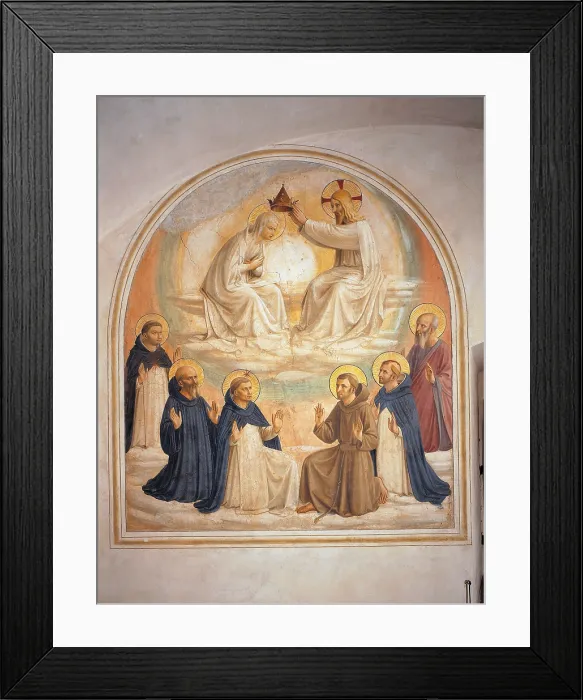 Framed Print : The Coronation of the Virgin, by Guido di Pietro (Piero) known as Beato Angelico, 1438 - 1446 about, 15th Century, curved fresco, cm 184 x 164 - Italy, Tuscany, Florence