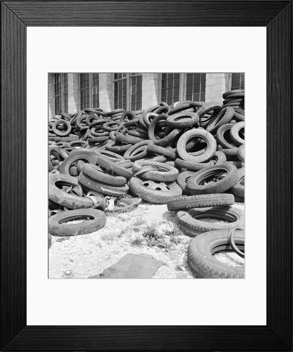 Framed Print : Rubber tires gathered to be recycled in August, 1941