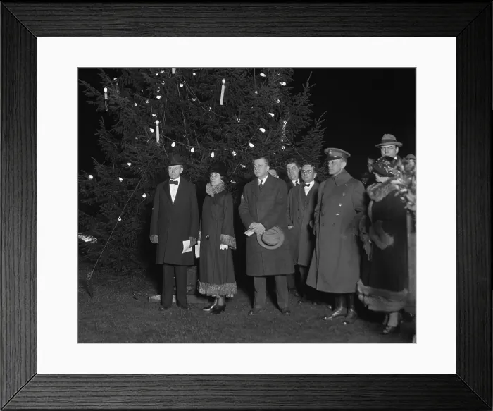 Framed Print : President Calvin Coolidge and First Lady Grace at the lighting of the National Christmas Tree. Dec. 24, 1924 Framed Print : President Calvin Coolidge and First Lady Grace at the lighting of the National Christmas Tree. Dec. 24, 1924