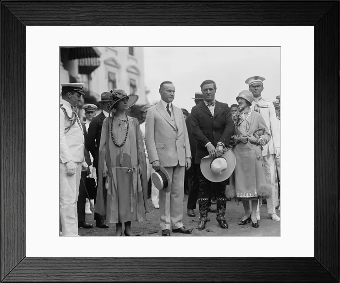 Framed Print : President Calvin Coolidge and the First Lady with Cowboy actor Tom Mix and Victoria Forde Mix. At the White House, May 21, 1925. (BSLOC_2015_16_34)