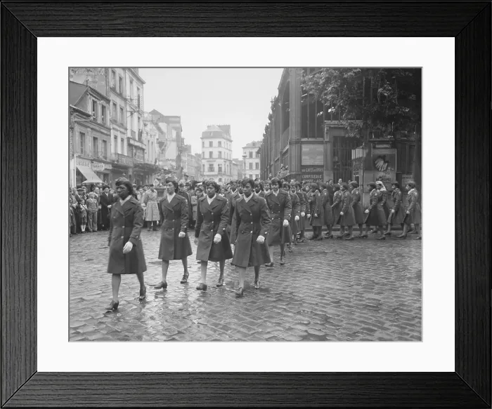 Framed Print : African American WACs, at a ceremony in honor of Joan of Arc in Paris, May 27, 1945. They were at the marketplace where she was burned at the stake
