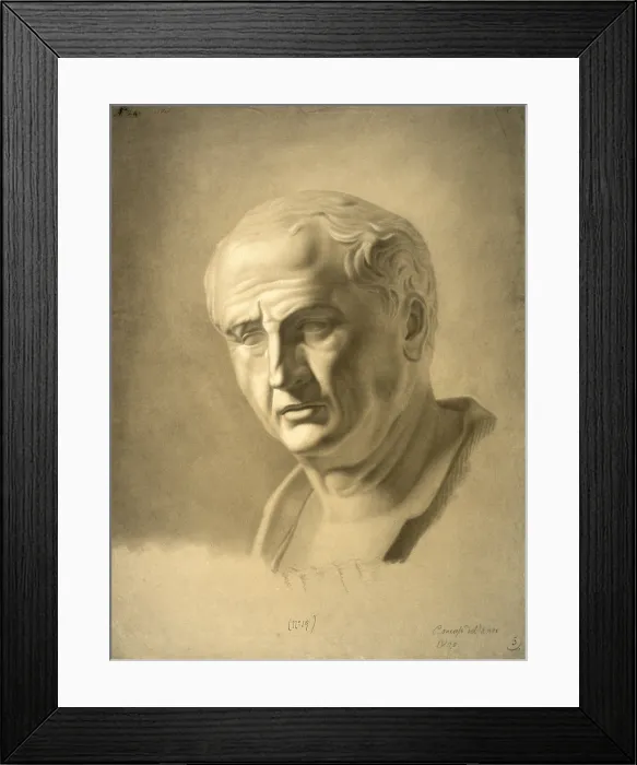 Framed Print : Study of the bust of Vespasian (Studio dal busto di Vespasiano), by Carlo Borde, 1820, 19th Century, sanguine on paper - Italy, Lombardy, Milan, Brera Accademy of Fine Arts