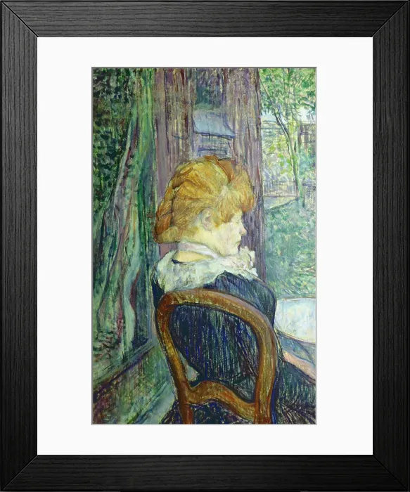 Framed Print : Woman sitting in a garden, by Henri de Toulouse-Lautrec, ca. 1890, 19th Century, oil on cardboard, 49 x 31 cm - Great Britain, Birmingham, The Barber Institute of Fine Arts