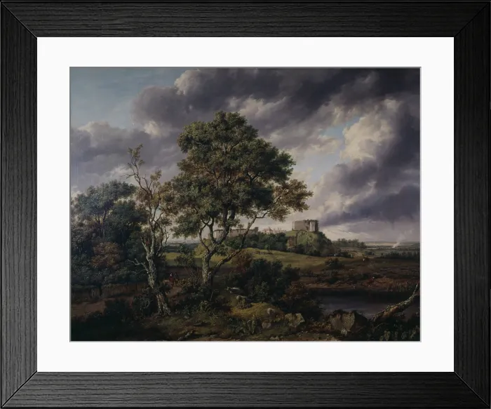 Framed Print : Carisbrooke Castle, Isle of Wight, by Patrick Nasmyth, 19th Century, oil on canvas, 69, 5 x 89 cm - Private collection. Whole artwork view