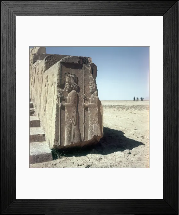 Framed Print : Audience Hall (Apadana), 1st Century bC. - Iran, Persepolis. Whole artwork view. Overview of the access stairway decorated with a serie of dignitaries