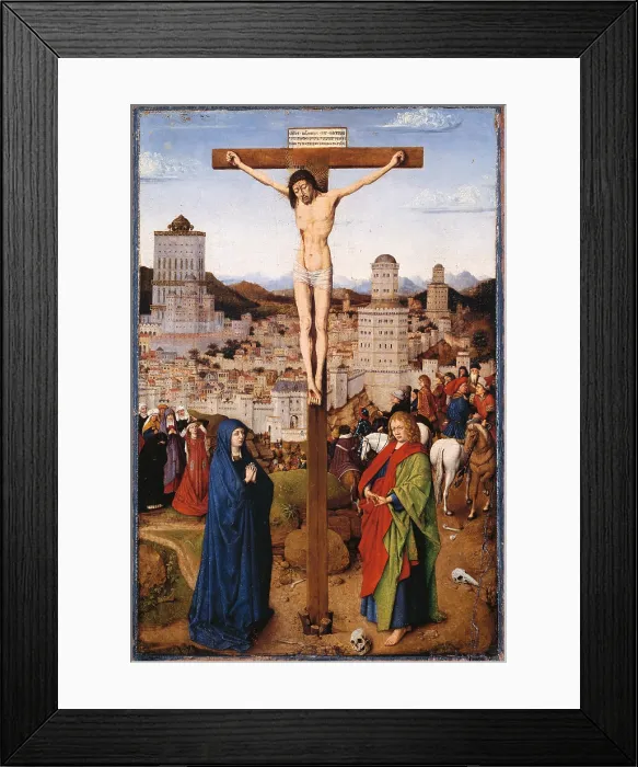 Framed Print : The Crucifixion, by Van Eyck Hubert, Van Eyck Jan, 15th Century, 1400 -1450 about, panel, - Italy, Veneto, Venice, Ca dOro. All