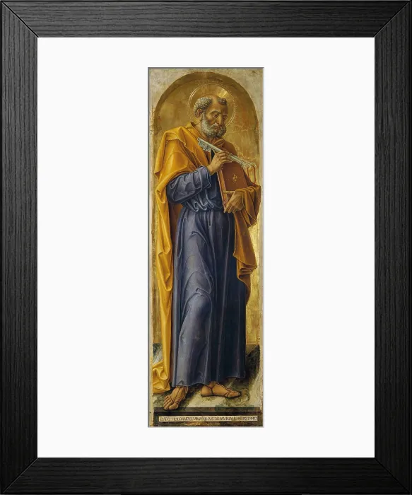 Framed Print : Polyptych with St Ambrose blessing, some devotees among the Sts Louis, Peter, Paul and Sebastian, by Vivarini Bartolomeo, 15th Century, 1477, panel gold ground Framed Print : Polyptych with St Ambrose blessing, some devotees among the Sts Louis, Peter, Paul and Sebastian, by Vivarini Bartolomeo, 15th Century, 1477, panel gold ground