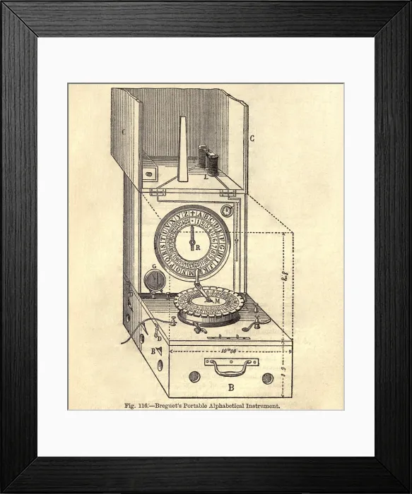 Framed Print : Breguet's Portable Alphabetical instrument a telegraph consisting of a transmitter