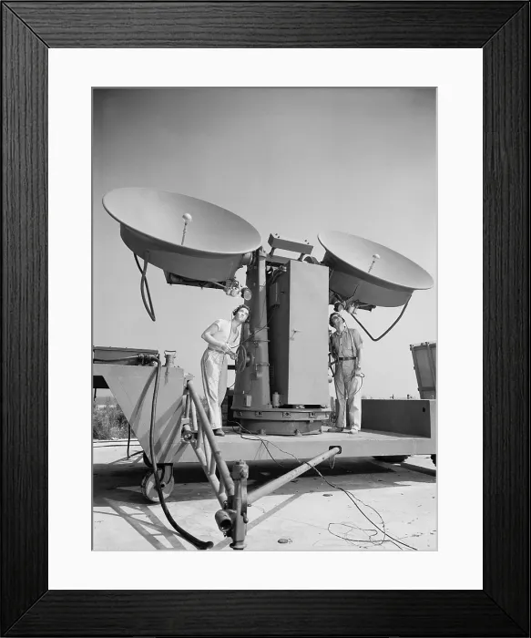 Framed Print : 1950 Doppler radar antenna has metallic ears specially designed to detect how much the frequency of the returned signal has been altered by the object's motion