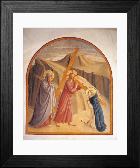 Framed Print : The Ascent to Calvary, by Guido di Pietro (Piero) known as Beato Angelico, 1438 - 1446, 15th Century, curved fresco, - Italy, Tuscany, Florence, San Marco Convent