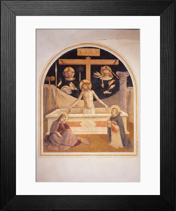 Framed Print : The Mourning over the Dead Christ with the Symbols of His Passione, the Virgin and St Thomas (Vir dolorum), by Guido di Pietro (Piero) known as Beato Angelico, 1438 - 1446 about