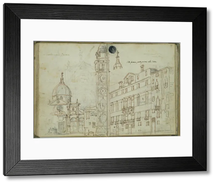 Framed Print : Campo Santa Maria Formosa (from the church of Santa Maria Formosa looking towards the right side of the square), by Canal Giovanni Antonio known as Canaletto, 18th Century