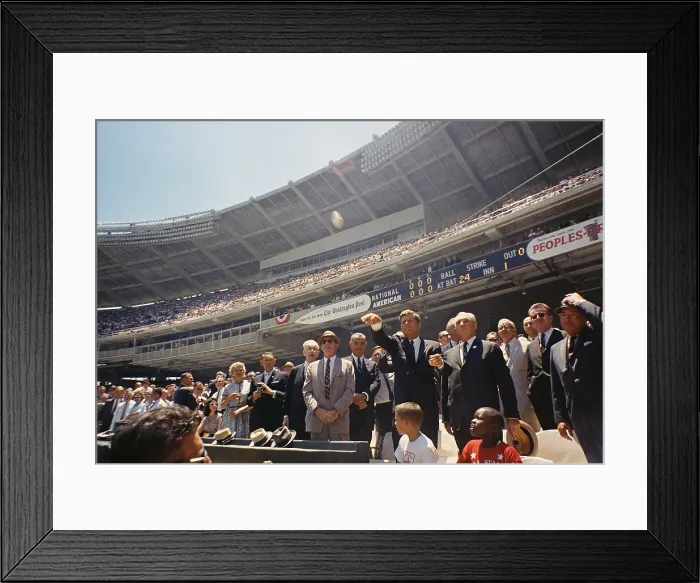 Framed Print : President Kennedy throws out first ball of the 32nd All-Star Baseball Game Framed Print : President Kennedy throws out first ball of the 32nd All-Star Baseball Game