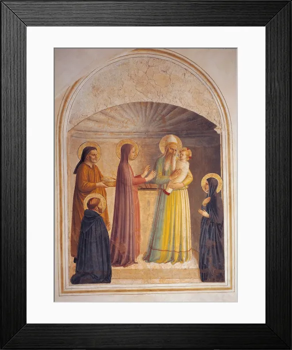 Framed Print : The Presentation in the Temple, by Guido di Pietro (Piero) known as Beato Angelico, 1438 - 1446 about, 15th Century, curved fresco, cm 158 x 136 - Italy, Tuscany, Florence