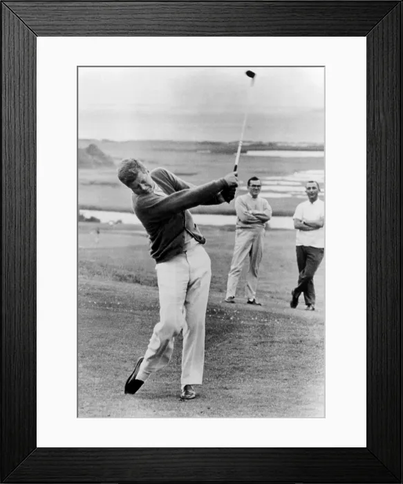 Framed Print : President John Kennedy playing golf at Hyannis Port. July 20, 1963