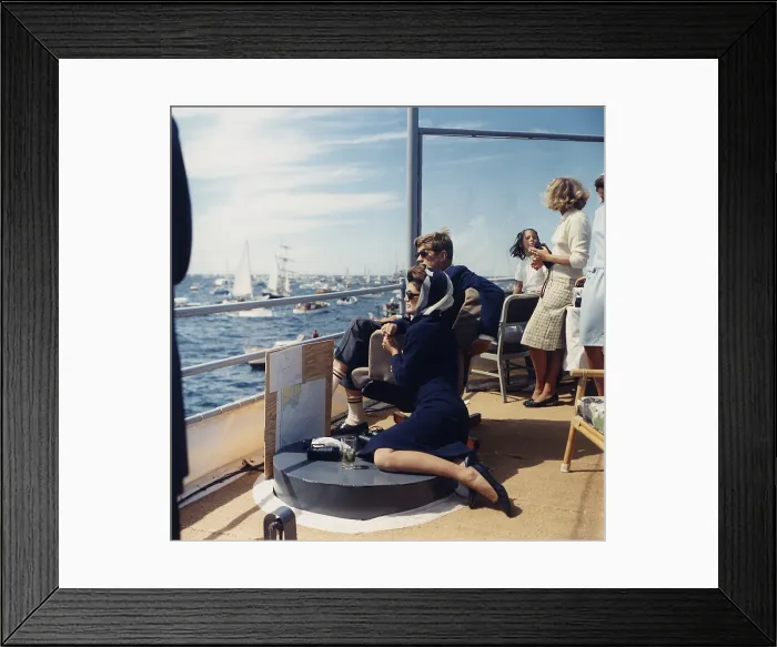 Framed Print : President and Jacqueline Kennedy watch the America's Cup Race from the Deck of the USS Joseph P. Kennedy, Jr. The race was off Newport, Rhode Island, on Sept. 15, 1962 Framed Print : President and Jacqueline Kennedy watch the America's Cup Race from the Deck of the USS Joseph P. Kennedy, Jr. The race was off Newport, Rhode Island, on Sept. 15, 1962