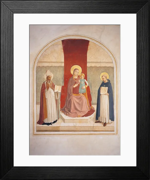 Framed Print : Enthroned Madonna and Child with Saints, by Guido di Pietro (Piero) known as Beato Angelico, 1438 - 1446 about, 15th Century, curved fresco, cm 195 x 155 - Italy, Tuscany Framed Print : Enthroned Madonna and Child with Saints, by Guido di Pietro (Piero) known as Beato Angelico, 1438 - 1446 about, 15th Century, curved fresco, cm 195 x 155 - Italy, Tuscany