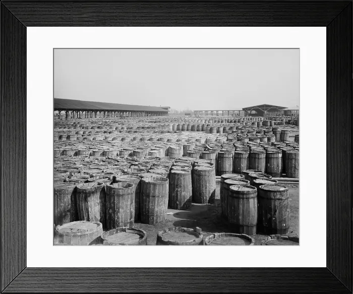 Framed Print : Hundreds of barrels on the wharf of Savannah, Georgia. Ca. 1904 Framed Print : Hundreds of barrels on the wharf of Savannah, Georgia. Ca. 1904