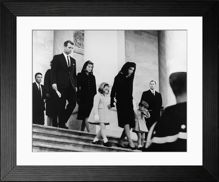 Framed Print : President Kennedy's family leaves the Capitol after a funeral ceremony. Caroline Kennedy, Jacqueline Kennedy, John F Framed Print : President Kennedy's family leaves the Capitol after a funeral ceremony. Caroline Kennedy, Jacqueline Kennedy, John F