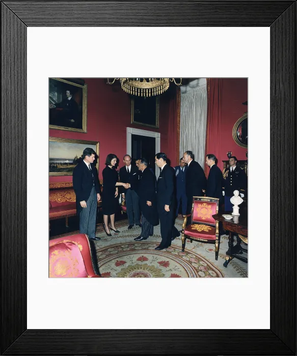 Framed Print : Edward Kennedy, Jacqueline Kennedy, an Angier Biddle Duke receive world leaders and diplomats after President Kennedy's Funeral. White House, Red Room. Nov. 25, 1963