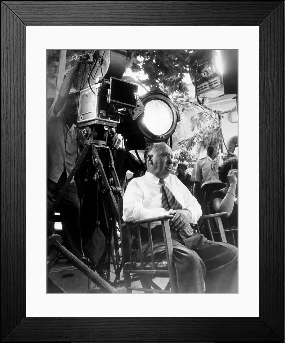 Framed Print : TO CATCH A THIEF, director Alfred Hitchcock on set, 1955 Framed Print : TO CATCH A THIEF, director Alfred Hitchcock on set, 1955