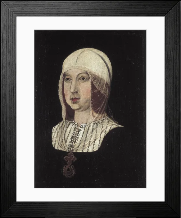 Framed Print : SPAIN. Segovia. Alcazar (castle). Anonymous portrait of Isabella the Catholic. Copy after the original preserved at the Palace of El Pardo. Oil on wood