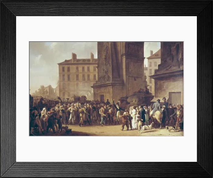 Framed Print : BOILLY, Louis Leopold (1761-1845). The Conscripts of 1807 Marching Past the Gate of Saint-Denis. 19th c. Neoclassicism. Oil on canvas. FRANCE. Paris