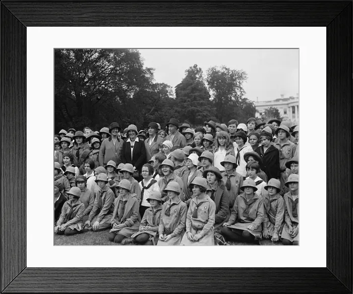 Framed Print : Girl scouts gathered around Lou Henry Hoover and her British guest, Ishbel Allan MacDonald. Oct. 5, 1929 Framed Print : Girl scouts gathered around Lou Henry Hoover and her British guest, Ishbel Allan MacDonald. Oct. 5, 1929