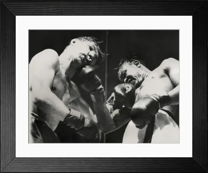 Framed Print : Kid Gavilan (right) vs. Billy Graham, in 6th round at Madison Square Garden. Feb. 13, 1950. The Welterweight boxers fought four times, with Gavilan winning three bouts