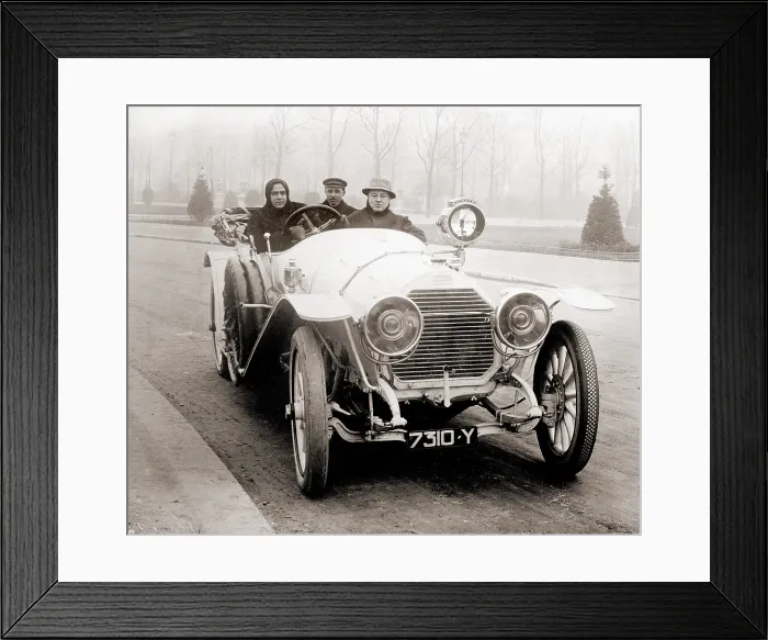 Framed Print : Francis Picabia (1879-1953), French painter at the wheel of an early automobile. Ca 1915