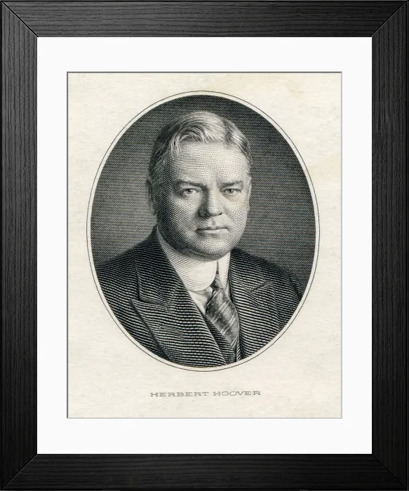 Framed Print : President Herbert Hoover in his official portrait engraving, ca. 1929. (BSLOC_2015_16_46)
