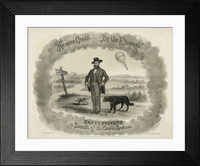 Framed Print : Empty pockets, Result of the Credit System, attacked the use of credit rather than cash Framed Print : Empty pockets, Result of the Credit System, attacked the use of credit rather than cash