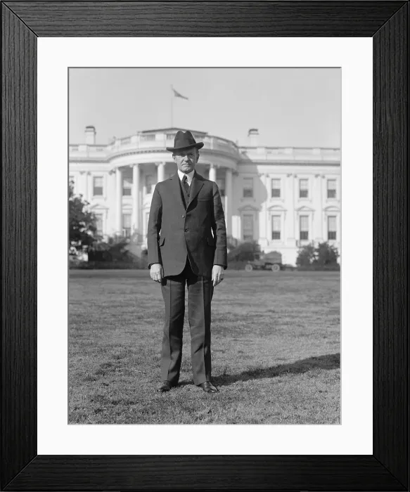Framed Print : President Calvin Coolidge in full length portrait on south lawn of the White House, 1925. (BSLOC_2015_15_94) Framed Print : President Calvin Coolidge in full length portrait on south lawn of the White House, 1925. (BSLOC_2015_15_94)