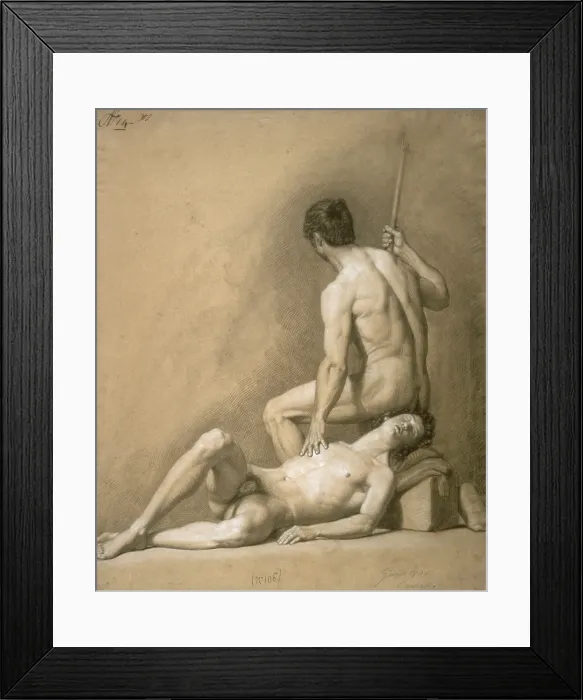 Framed Print : Two Manly Nudes (Due nudi virili), by Vitale Sala, 1820, 19th Century, charcoal and white lead on paper - Italy, Lombardy, Milan, Brera Accademy of Fine Arts. Whole artwork view Framed Print : Two Manly Nudes (Due nudi virili), by Vitale Sala, 1820, 19th Century, charcoal and white lead on paper - Italy, Lombardy, Milan, Brera Accademy of Fine Arts. Whole artwork view