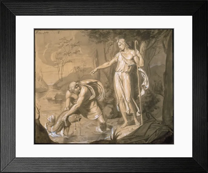 Framed Print : Tobias and the Archangel Raphael (Tobiolo e l'Arcangelo Raffaele), by Vitale Sala, 1820, 19th Century, watercolour on paper - Italy, Lombardy, Milan