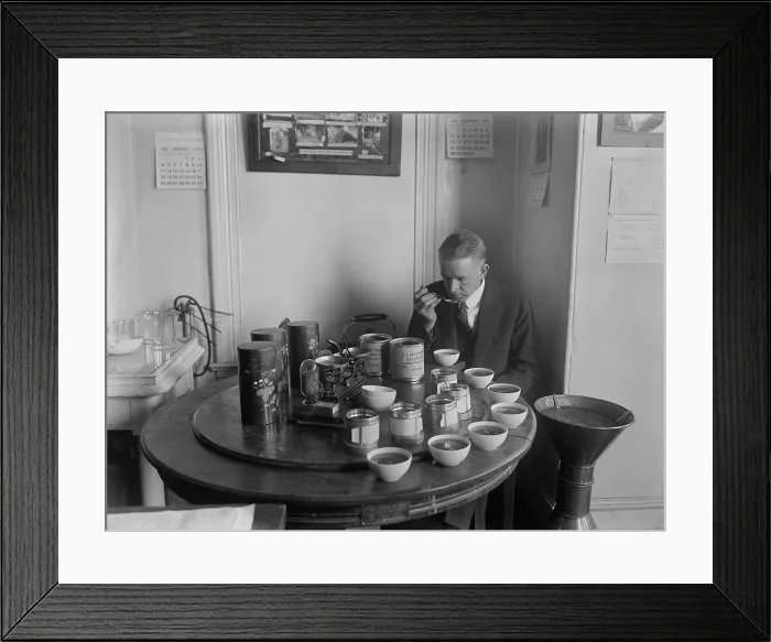 Framed Print : George F. Mitchell testing tea on Jan. 12, 1925. He was the Supervising Tea Examiner at the U.S. Dept Framed Print : George F. Mitchell testing tea on Jan. 12, 1925. He was the Supervising Tea Examiner at the U.S. Dept