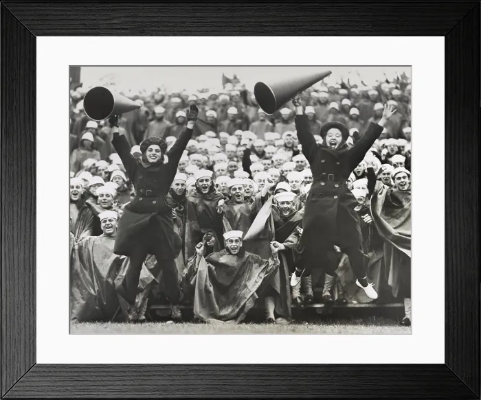 Framed Print : WAVE cheerleaders at the Great Lakes Naval Training Station during World War 2. Sept. 13, 1943. - (BSLOC_2014_17_174)