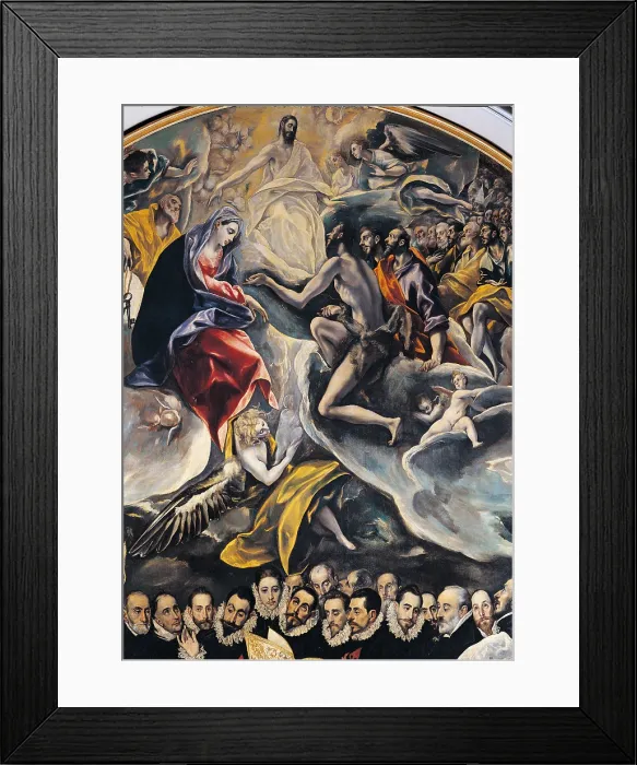 Framed Print : Christ in Piet Between Saints Christopher and Anthony the Abbot, by Domenico Theotokpulos known as El Greco, 1586, 16th Century, oil on canvas, - Spain, Castiglia Mancia, Toledo