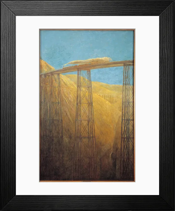 Framed Print : The Pacific Railway, by Gaetano Previati, 1914, 20th Century, oil on canvas, cm 199 x 125, 5 - Italy, Lombardy, Milan, Chamber of Commerce, Industry. All