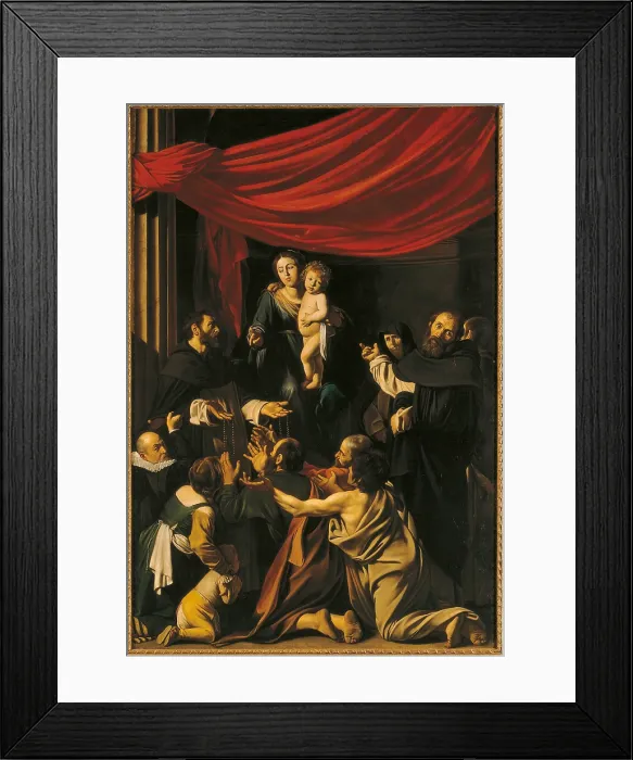 Framed Print : Madonna of the Rosary, by Michelangelo Merisi known as Caravaggio, 1606 - 1607, 17th Century, oil on canvas, cm 364, 5 x 249, 5 - Austria, Wien, Kunsthistorisches Museum, inv. 147