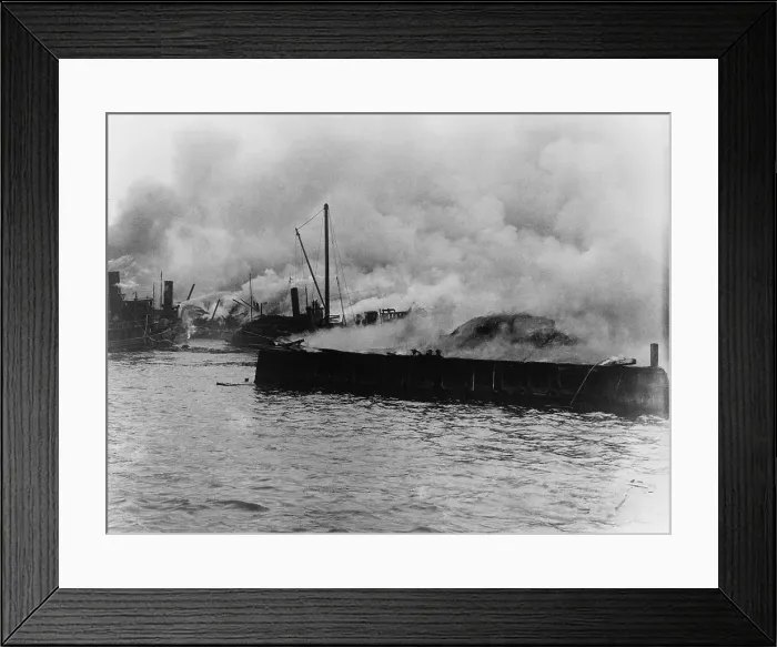 Framed Print : Black Tom Island port facilities in Jersey City were destroyed in a massive explosion on July 30 1916
