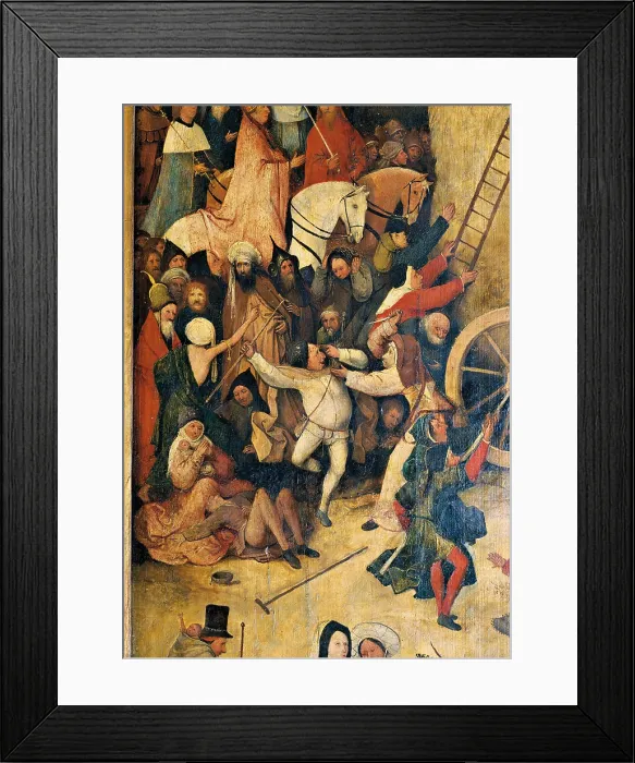 Framed Print : The wagon of hay (hay Triptych), by Van Aeken Joren Anthoniszoon known as Bosch Hieronymus, 16th Century, 1500 about, oil on panel, cm 135 x 100 - Spain, Comunidad de Madrid