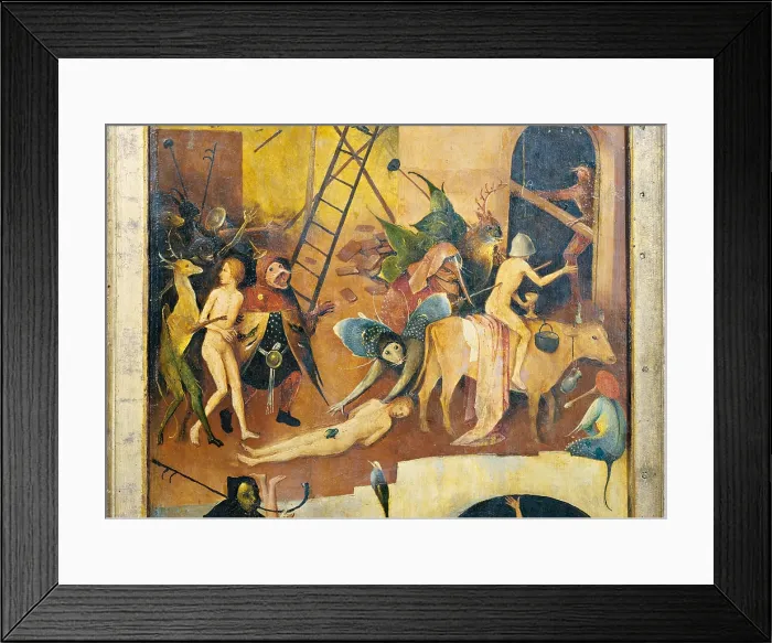 Framed Print : The wagon of hay (hay Triptych) - The hell construction, by Van Aeken Joren Anthoniszoon known as Bosch Hieronymus, 16th Century, 1500 about, oil on panel, cm 135 x 100 - Spain Framed Print : The wagon of hay (hay Triptych) - The hell construction, by Van Aeken Joren Anthoniszoon known as Bosch Hieronymus, 16th Century, 1500 about, oil on panel, cm 135 x 100 - Spain