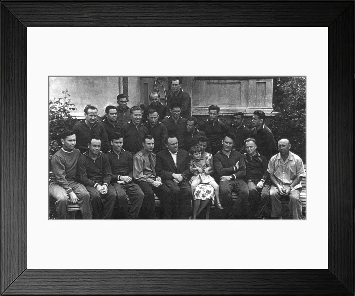 Framed Print : The original 1960 group of Cosmonauts is shown in a photo from May 1961