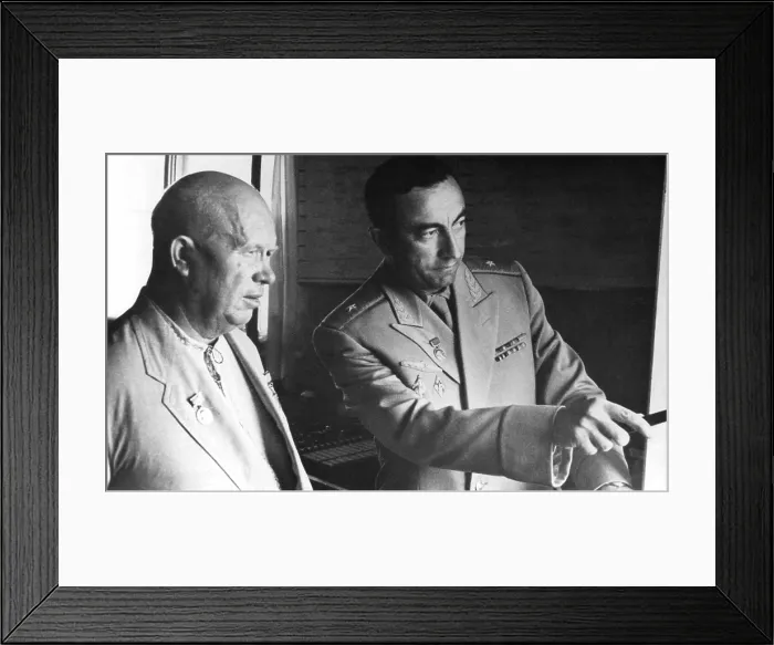 Framed Print : Premier Nikita Khrushchev at Simferpol Control Center in Crimea